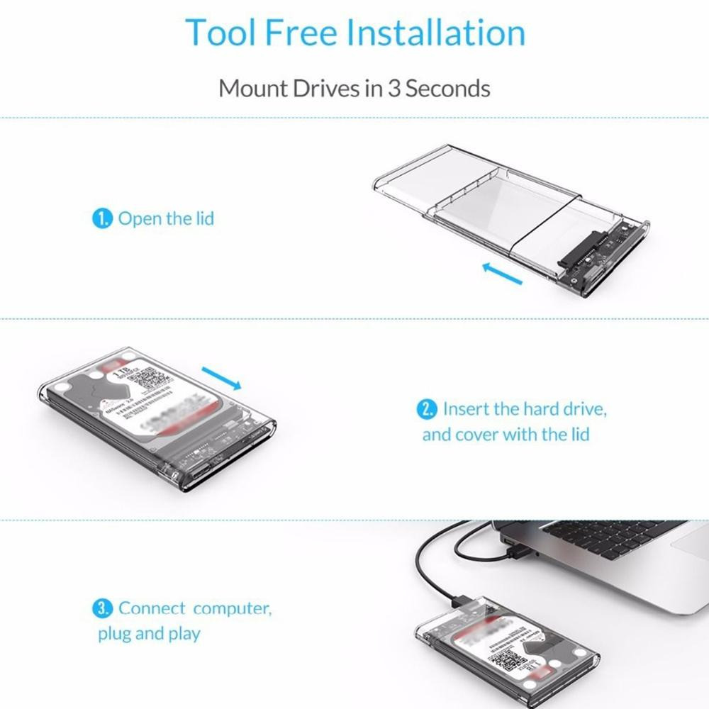 Taffware Hard Drive SSD Enclosure 2.5 Inch USB 3.0 to USB Micro B 3.0 - WX537