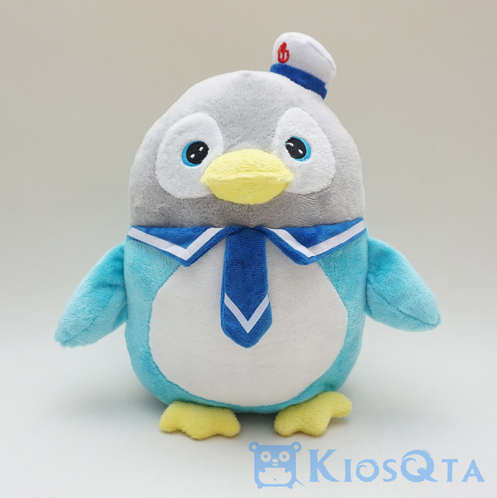 Boneka penguin abu abu kostum pelaut biru