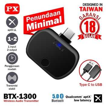 Bluetooth Transmitter Audio USB Type C 5.0 HD stereo PX BTX-1300