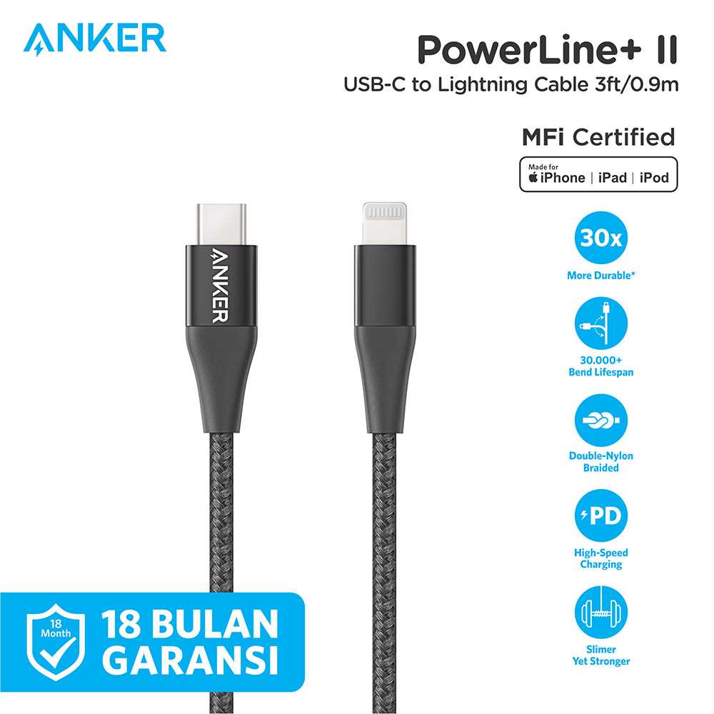 Jual Anker PowerLine +II USB-C Cable with Lightning Connector