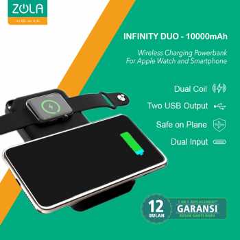 Zola Infinity Duo Powerbank Wireless 10000mAh Untuk Hp & Apple Watch