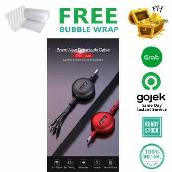 Cafele Modern Retractable 3 in 1 Kabel Data Type-C Micro and Lightning