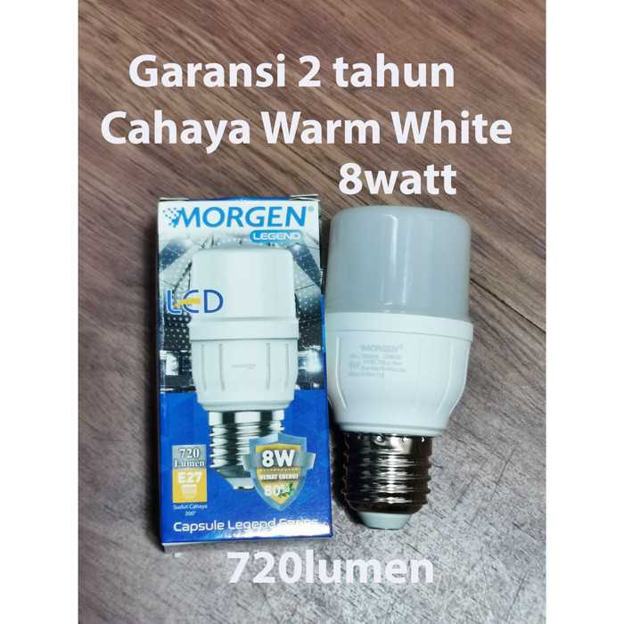 Jual Cahaya warm white Lampu LED CAPSULE 8 watt Merk MORGEN