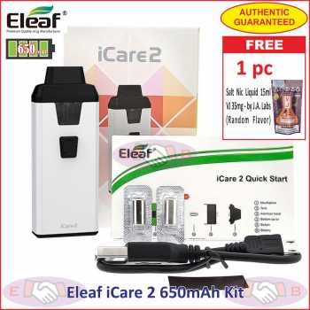 Eleaf iCare 2 650mAh Vaporizer Mini Kit + SaltNic 15ml - Authentic