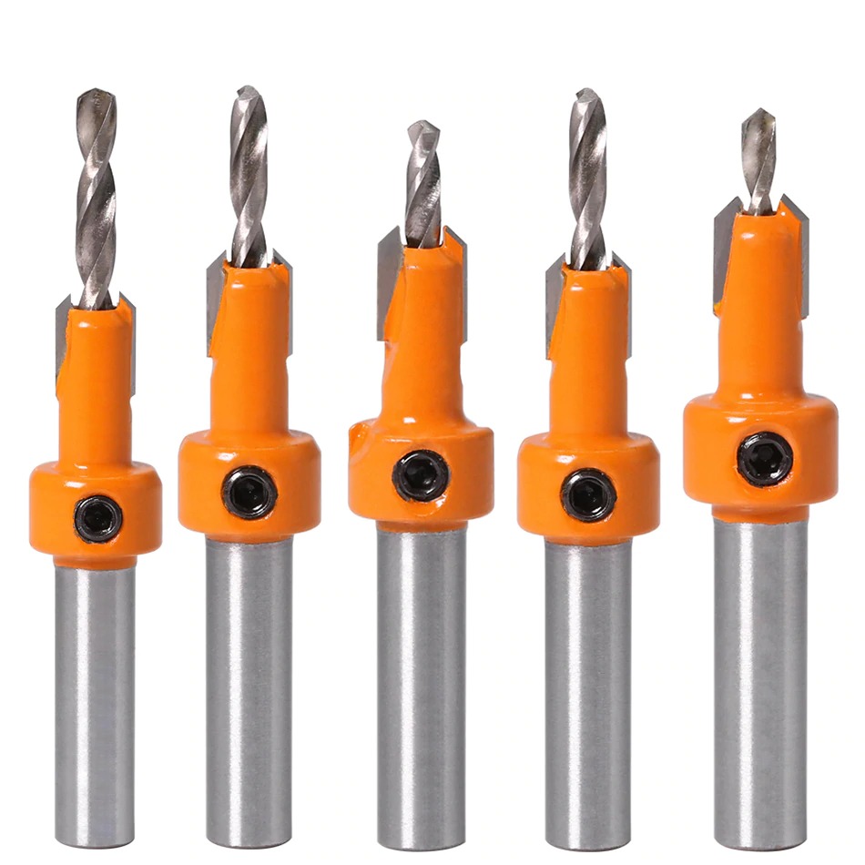 JGZUI Mata Bor Kayu Pelubang Drat Baut Bit Router 8mm 5 PCS - JGZ5