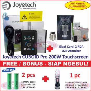 Joyetech CUBOID Pro 200W Touchscreen + Eleaf Coral 2 RDA - Siap Ngebul
