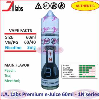 J.A. Labs Free Base e-Juice 60ml Premium Liquid - 1N Series (Bercukai)