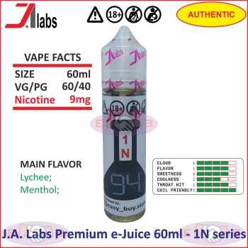 J.A. Labs Free Base e-Juice 60ml Premium Liquid - 1N Series (Bercukai)
