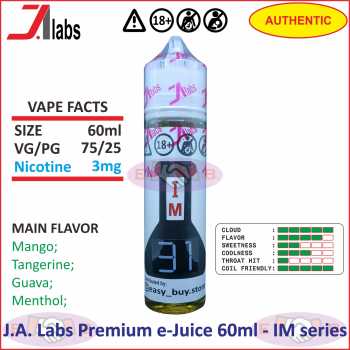 J.A. Labs Free Base e-Juice 60ml Premium Liquid - IM Series (Bercukai)