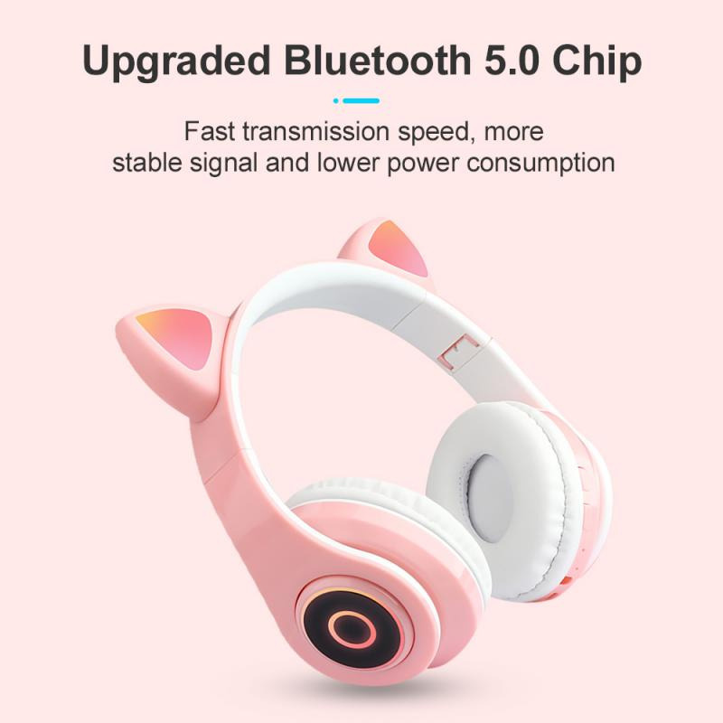 RLoop Bluetooth Headset Headphone Telinga Kucing Cute Cat Ear LED RGB - LX-B39A
