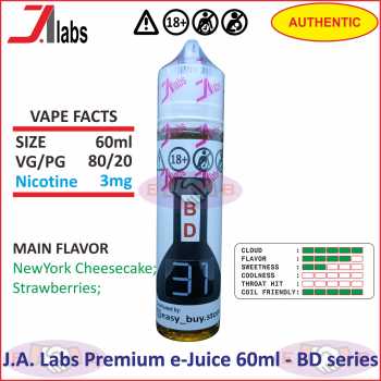 J.A. Labs Free Base e-Juice 60ml Premium Liquid - BD Series (Bercukai)