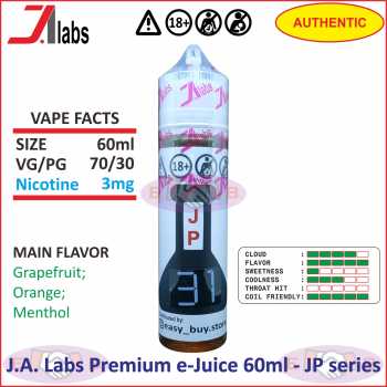 J.A. Labs Free Base e-Juice 60ml Premium Liquid - JP Series (Bercukai)