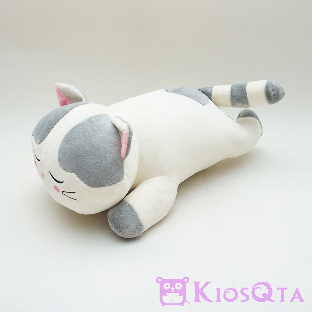 boneka kucing tiarap lying cat abu abu krem Large DES