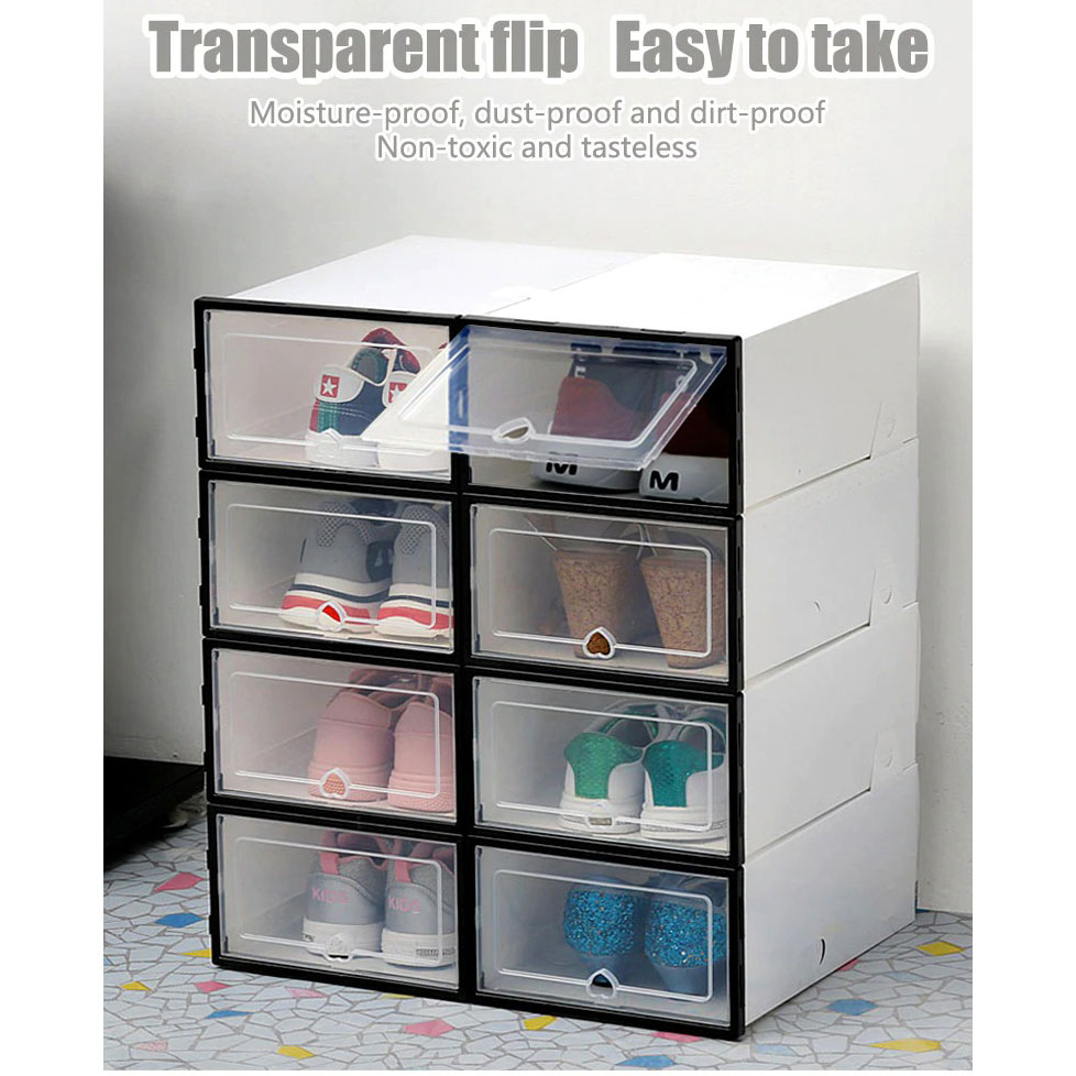 Kotak Sepatu Lipat Transparan Shoe Box Organizer 6 PCS Size L - LF010