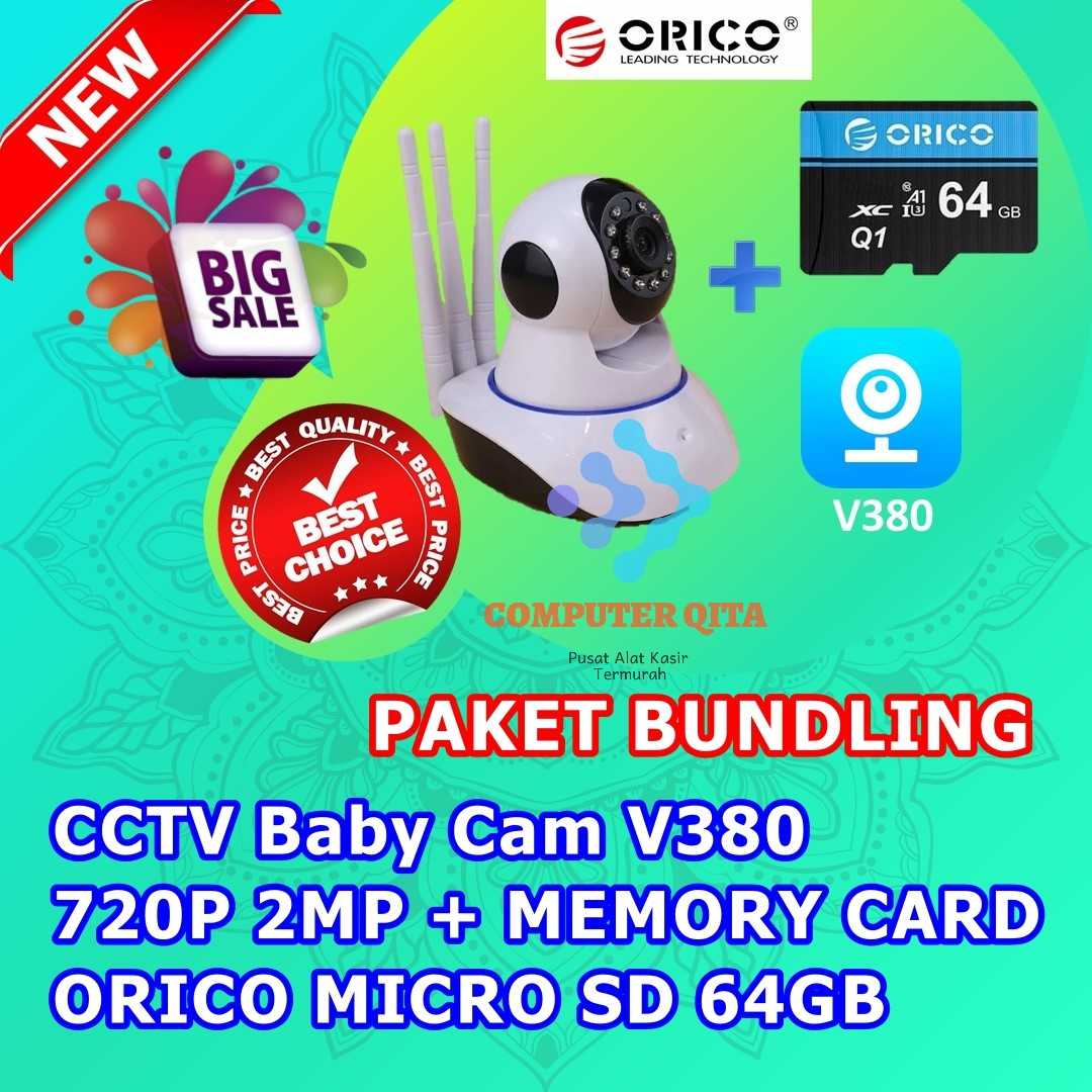 Jual CCTV Baby Cam V380 720P 2MP + MEMORY CARD ORICO MICRO SD