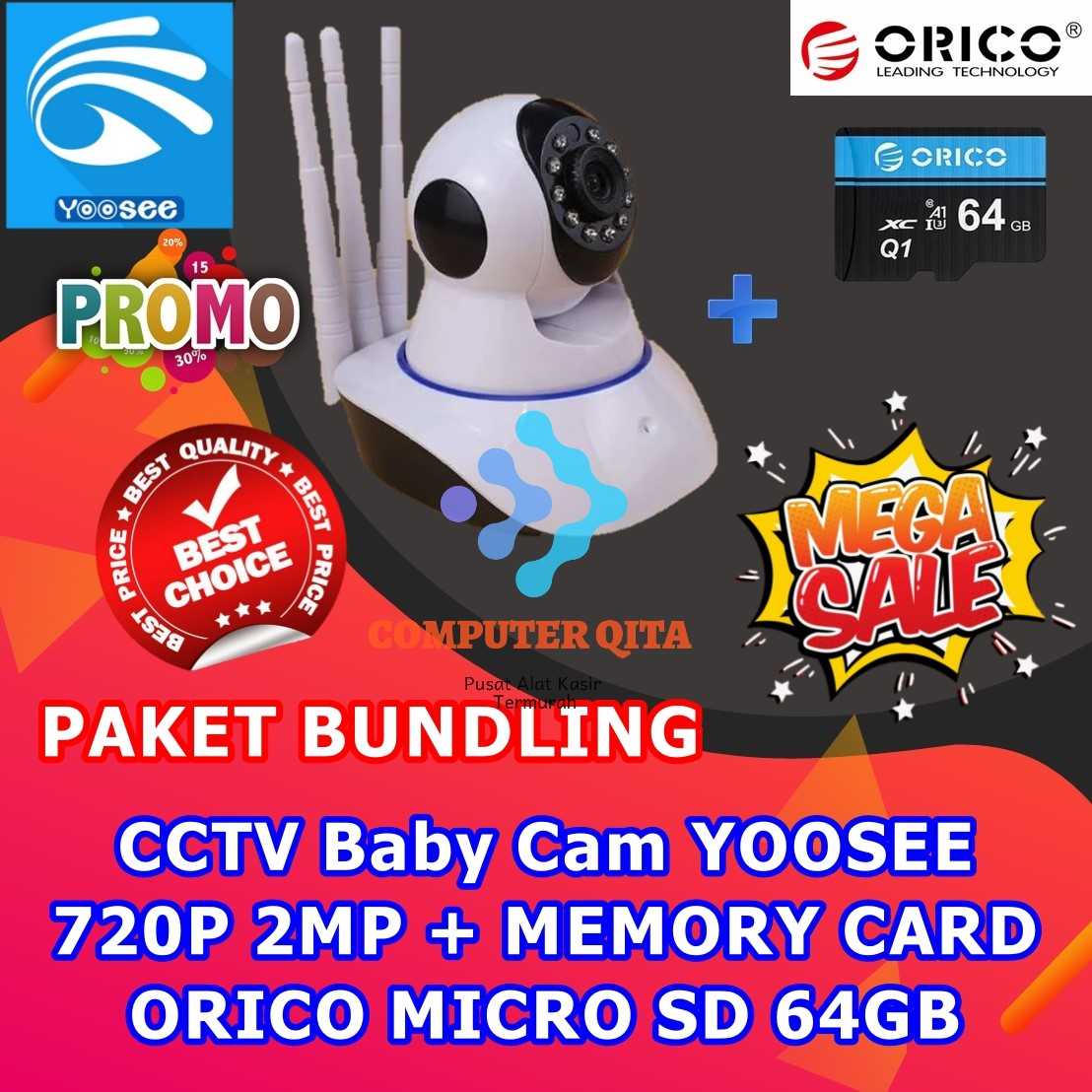 Jual CCTV Baby Cam YOOSEE 720P 2MP + MEMORY CARD ORICO MICRO SD