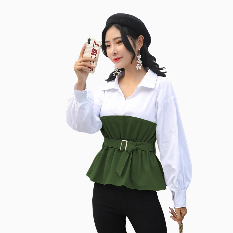 Blus Lengan panjang Variasi krah kemeja model terbaru - Jfashion Earth