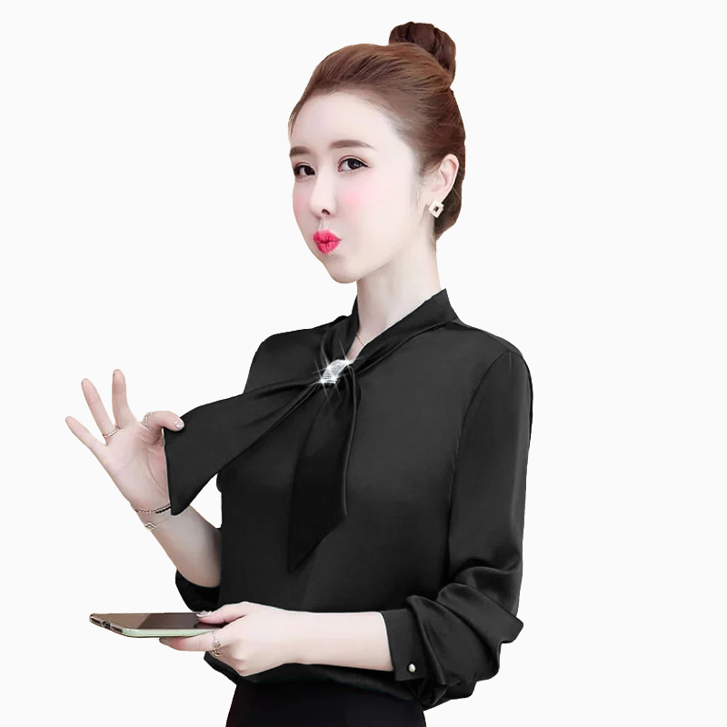 Blus lengan panjang Wanita Korea variasi pita mote - Jfashion Ella