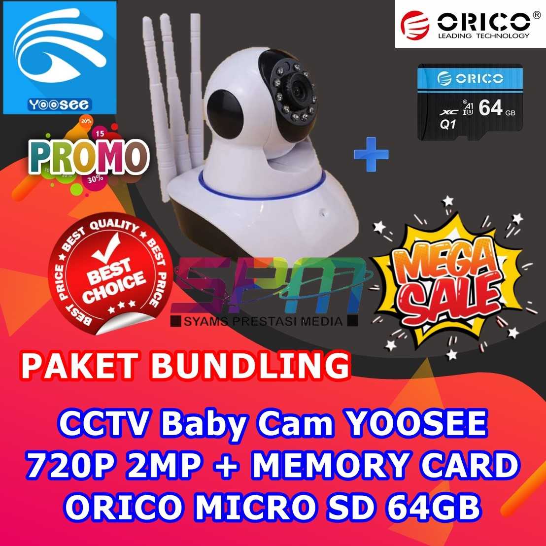 Jual CCTV Baby Cam YOOSEE 720P 2MP + MEMORY CARD ORICO MICRO SD