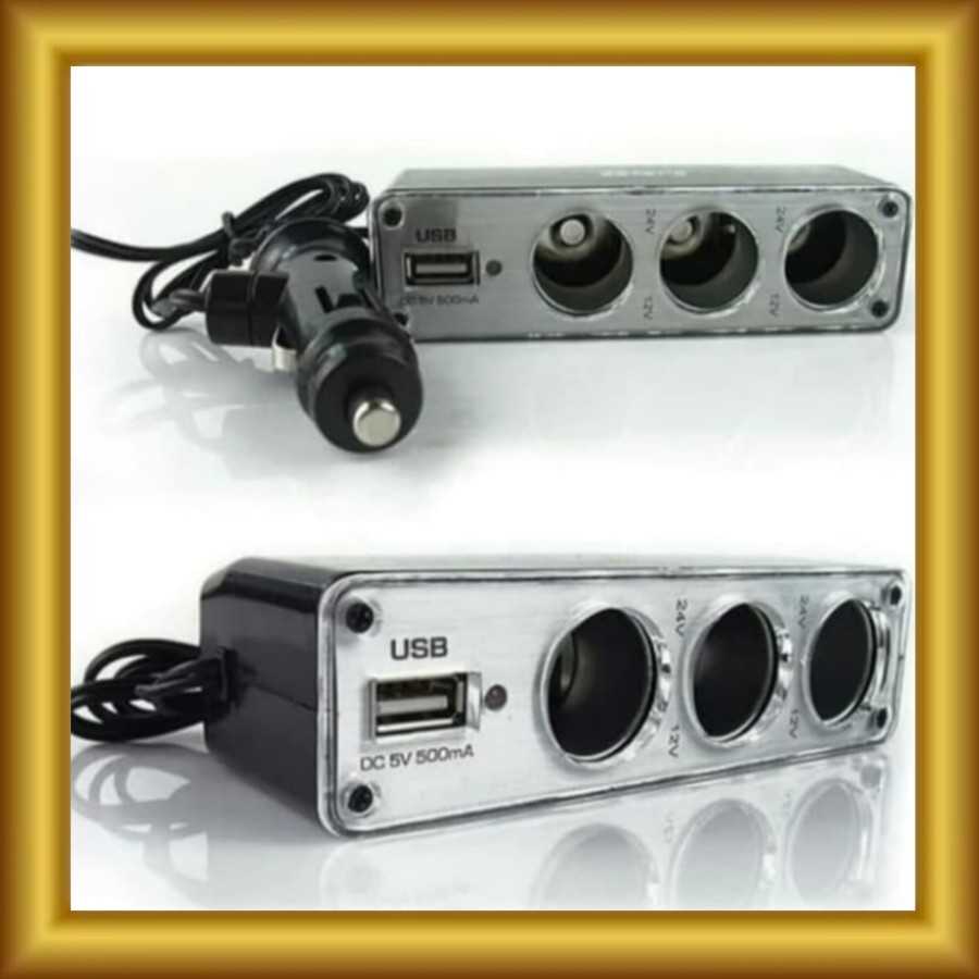 Jual Charger Saver Mobil 3 Lobang Plus 1 USB SAVER 3 LUBANG 1 USB