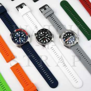 Tali Jam Tangan Soft Silicone Rubber Diver Strap 22mm Black QRVB