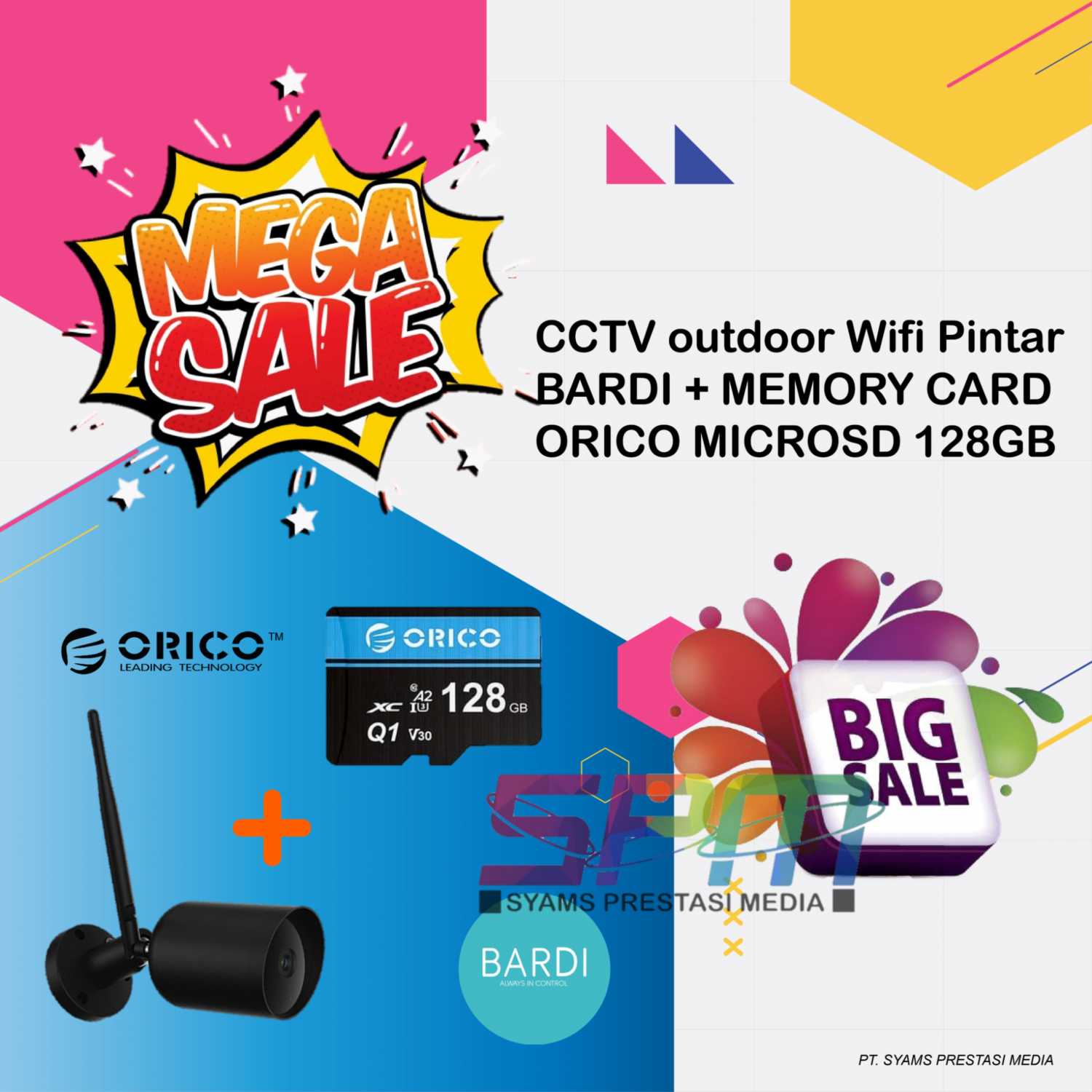 Jual CCTV outdoor Wifi Pintar BARDI + MEMORY CARD ORICO MICROSD