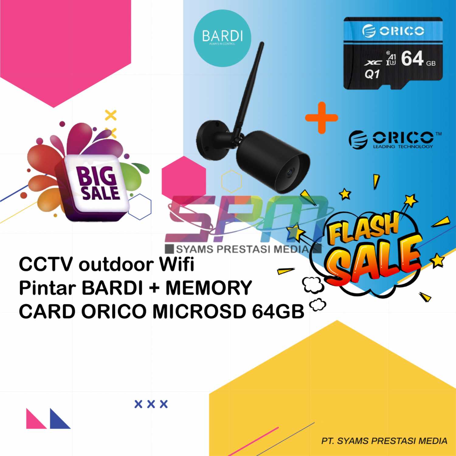 Jual CCTV outdoor Wifi Pintar BARDI + MEMORY CARD ORICO MICROSD
