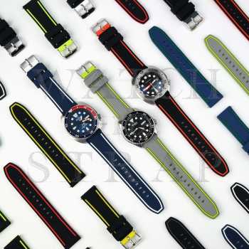 Tali Jam Tangan Dual Two Tone Silicone Rubber Diver Strap 22mm 2TLN