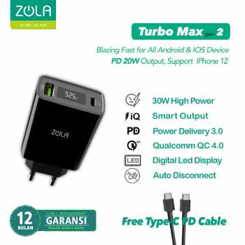 Zola Charger Turbo Max Gen2 QC 3.0 & PD For Ipad pro & Macbook Max 30W