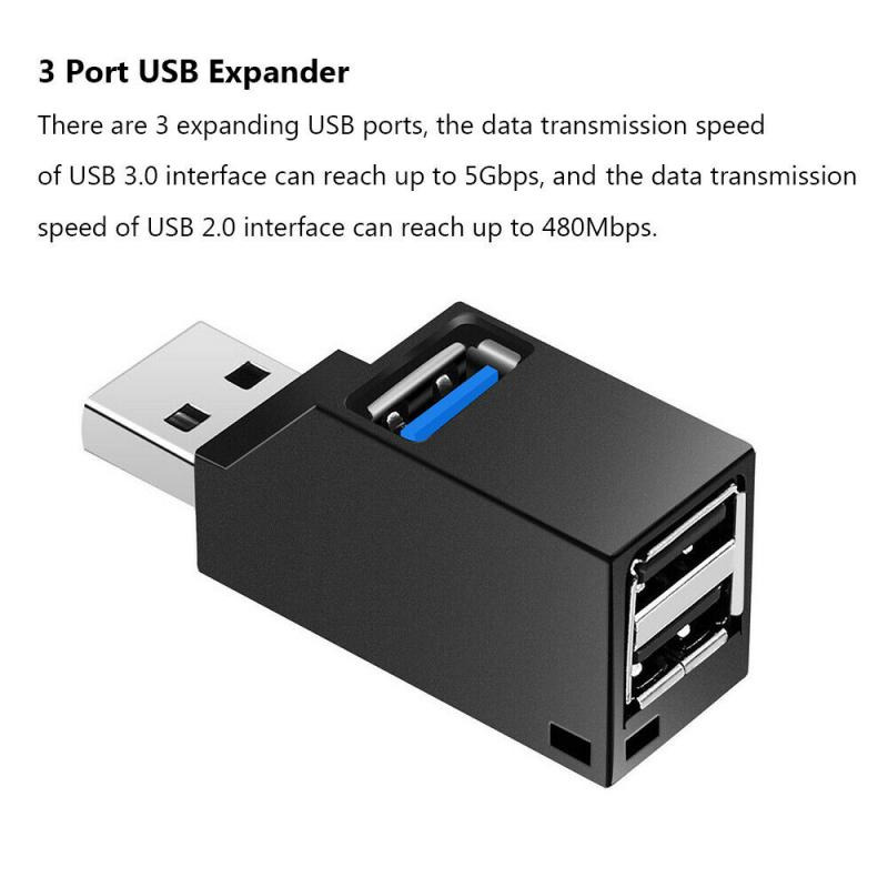 SIFREE Mini USB Hub Super Speed USB 3.0 3 Ports Upward - ZG163