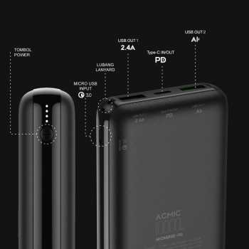 Jual ACMIC W10PRO 10000mAh Fast Wireless Charge PowerBank
