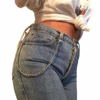 Chain Waist Jeans Hip Hop Rock Pants Belt Waist Chain Men Women