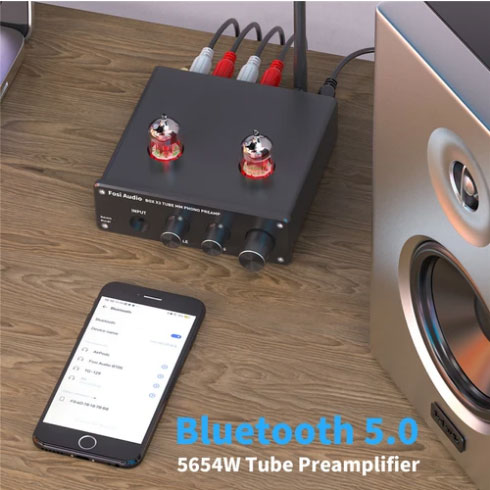 Fosi Audio Preamplifier Bluetooth Phonograph 5654 with Vacuum Tube - Box X3