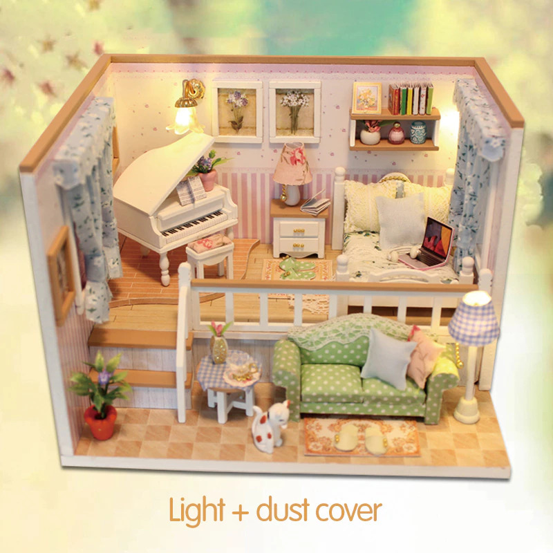 HONGDA Sylvanian Room Miniatur Rumah Boneka 3D DIY 1:24 with Cover - M026