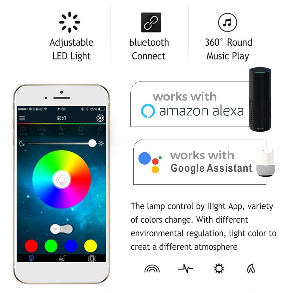 Smuxi Lampu Plafon LED RGB Ceiling Light Bluetooth Speaker 36W 32 cm - BR1530