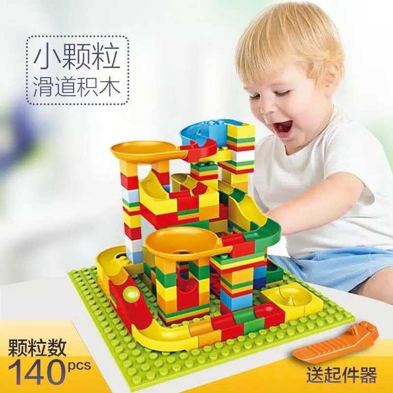 Jual MAINAN LEGO SLIDE BALL BUILDING BLOCK MARBLE RACE RUN