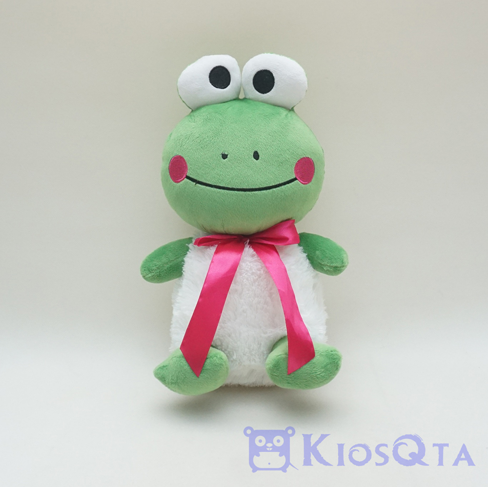 boneka keroppi kodok baju putih pita pink medium