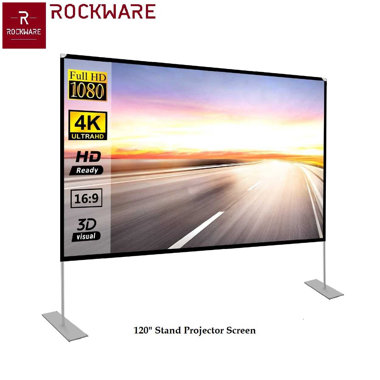 Jual ROCKWARE Stand Projector Screen 120inch Layar Proyektor