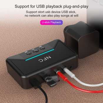 VAORLO Audio Bluetooth 5.3 Receiver NFC Stereo Kit Speaker AUX RCA USB - BT200