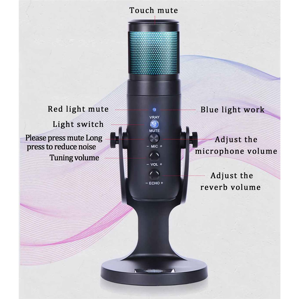 LEORY Mikrofon Kondenser USB Condenser Microphone Studio with Stand - JD-950