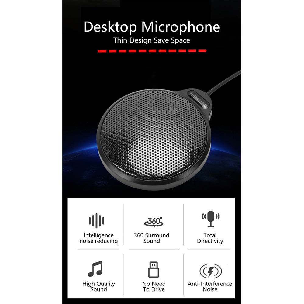 RECORDIO 360 Degree Microphone Table Conference Zoom Meeting Studio - ZY-105C