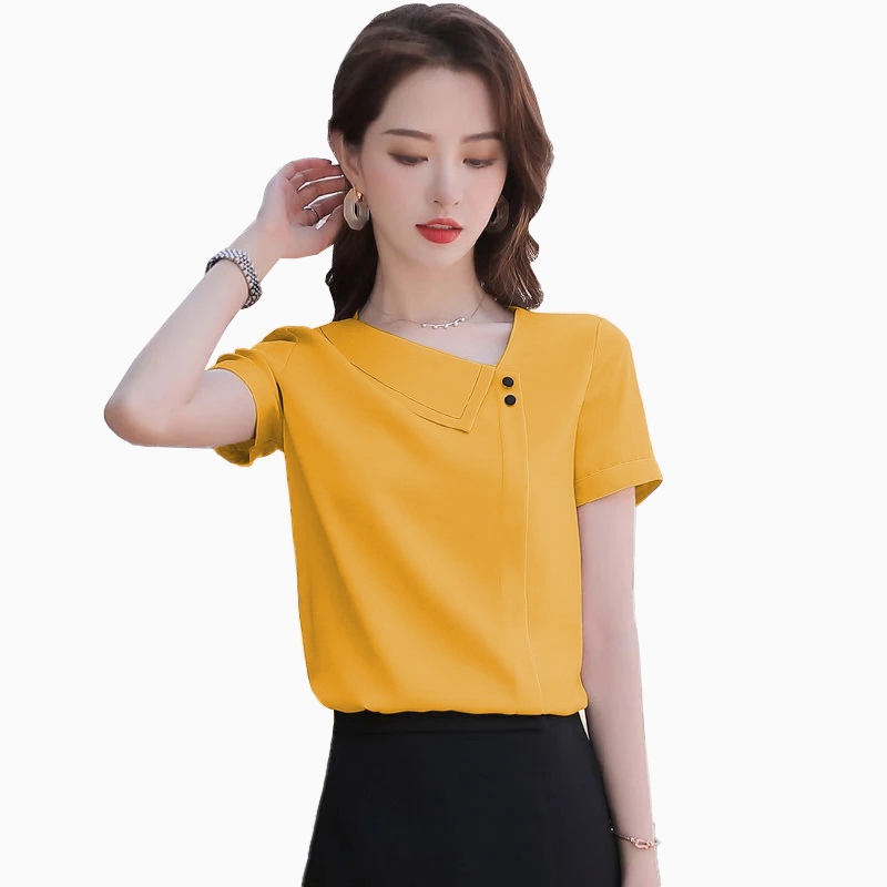 Blus lengan pendek Gaya Korea variasi kancing - Jfashion Zanitha