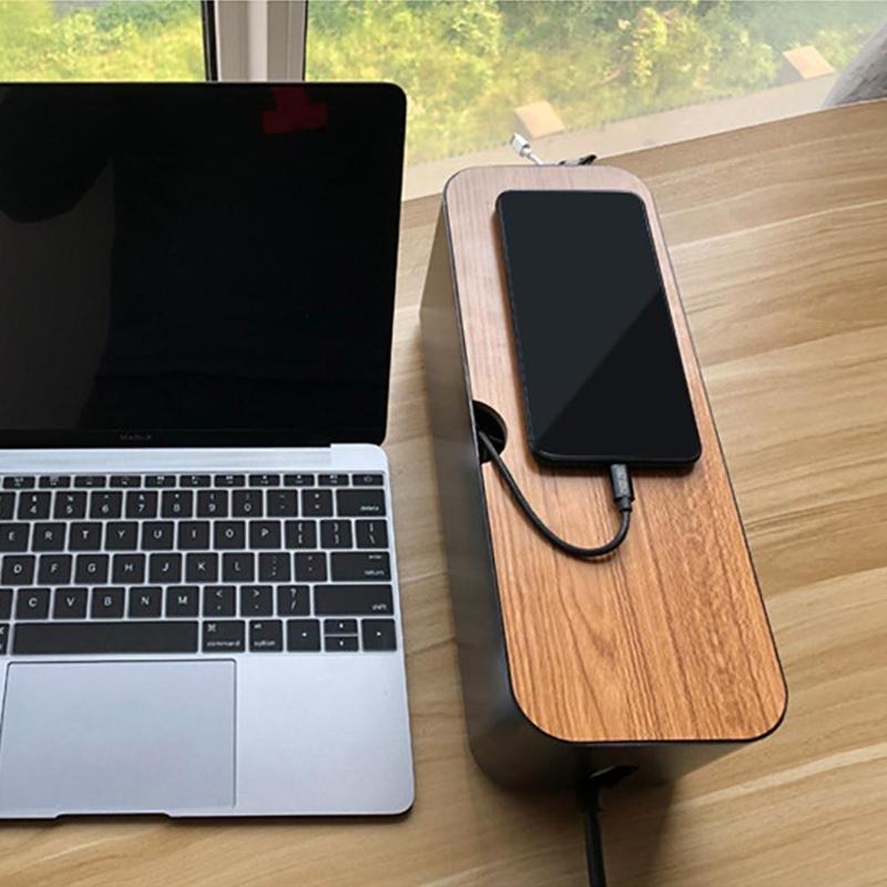 CARPRIE Kotak Kayu Organizer Manajemen Kabel Charger - FT-100