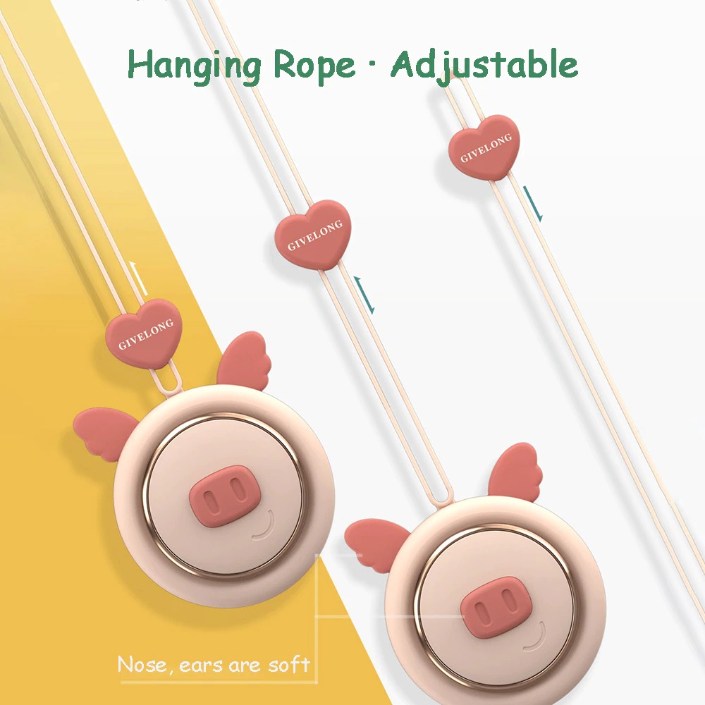 GIVELONG Kipas Angin Kalung Fan Lanyard Model Cute Pig - GL101
