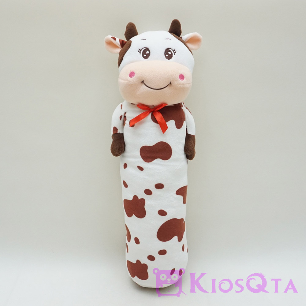guling boneka sapi totol coklat putih kepala dan tangan SEPT