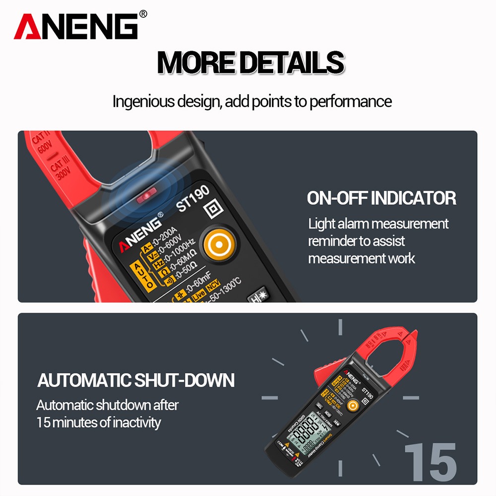 ANENG Alat Tes Kelistrikan Digital Multimeter Voltage Tester Clamp - ST190