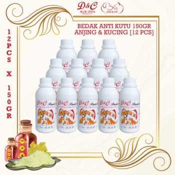 D&C Grosir Bedak Anti Kutu Anjing & Kucing 12 Pcs - 150 Gr