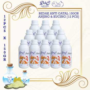 D&C Grosir Bedak Anti Gatal Anjing & Kucing 12 Pcs - 150Gr