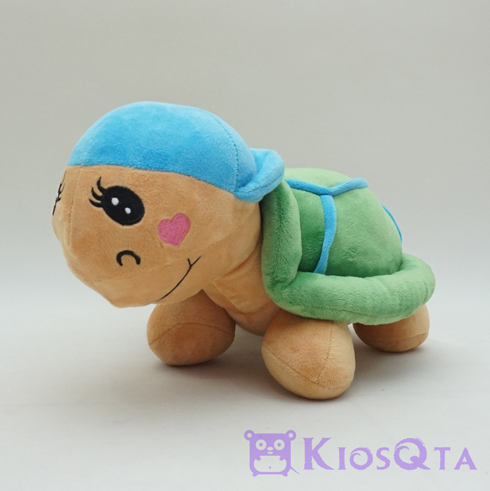 boneka kura kura coklat cute turtle pakai topi biru large