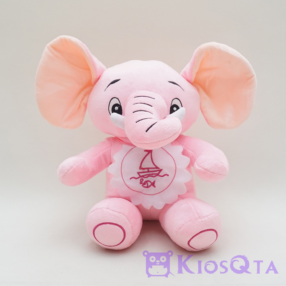 boneka gajah gading lucu pink pakai slabber medium